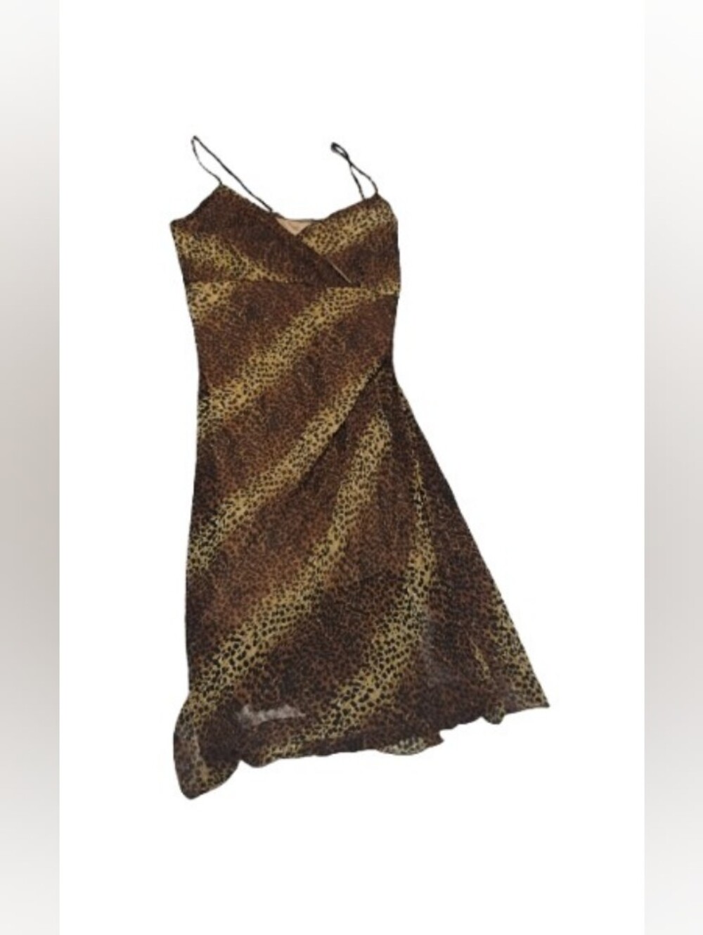 Vintage 1990s 2000s New Woman Animal Print V Neck Spaghetti Strap Slip Dress - Picture 1 of 6